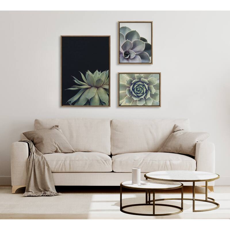Kate and Laurel Sylvie Succulent Canvas Set by Emiko and Mark Franzen
