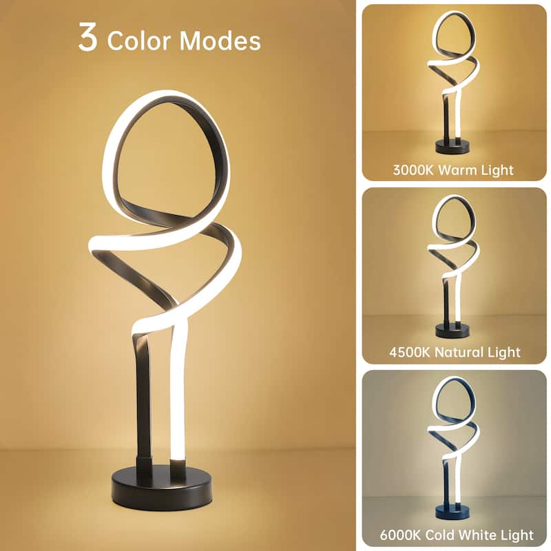 Sofuco LED Spiral Table Lamp Modern Dimming Brightness Beside Desk Light Bedroom - 19" * 7.7" * 7.1" - Black and White