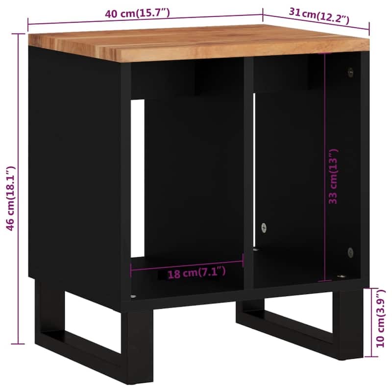 vidaXL Side Table 15.7"x12.2"x18.1" Solid Wood Mango&Engineered Wood