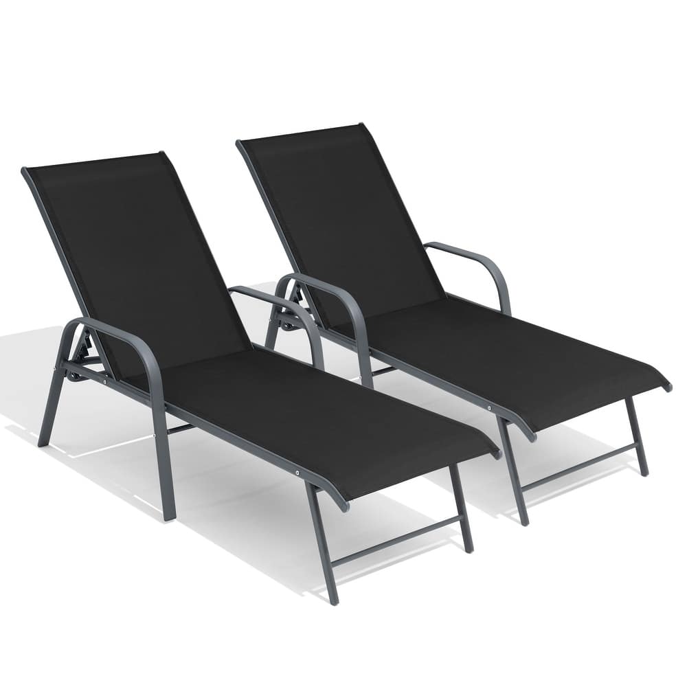 Outdoor Aluminum Chaise Lounge Chairs with Adjustable Backrest Set of 2/4