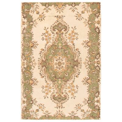 ECARPETGALLERY Hand-knotted Antalya Vintage Cream Wool Rug - 3'11 x 6'1