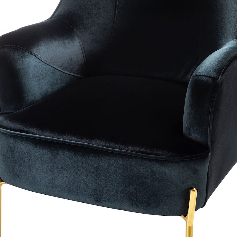 Barbara Modern Velvet Accent Chair for Bedroom with Metal Legs by HULALA HOME