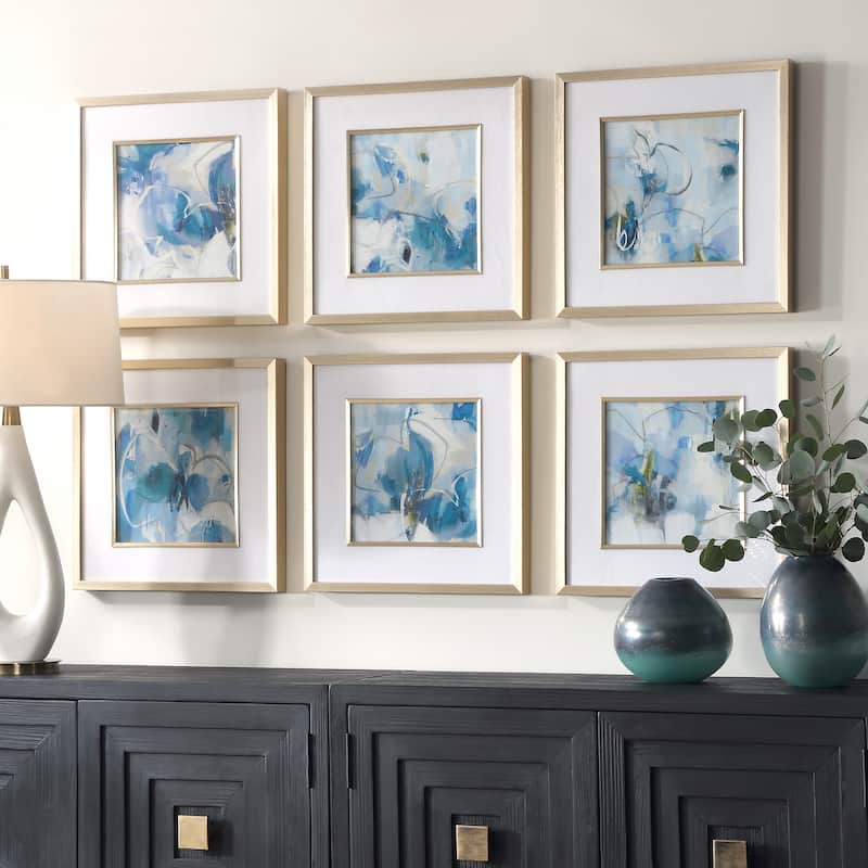 Uttermost Fresh Start Blue Abstract Prints, Set of 6