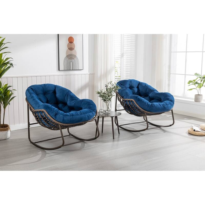 Rocker Recliner Chair Rattan Rocking Chair with Padded Cushion