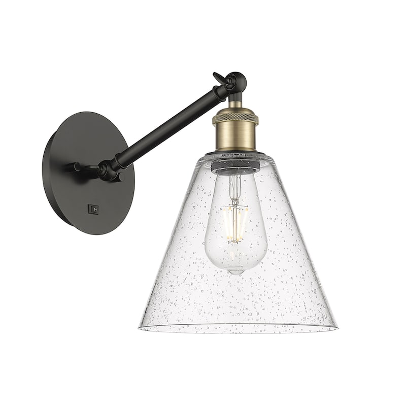 Innovations Lighting 317-1W-14-8 Berkshire Sconce Berkshire 14" Tall - Black Antique Brass / Seedy