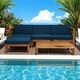 preview thumbnail 13 of 25, 2-Piece Acacia Wood Outdoor Sectional Sofa Set with Water-Resistant Cushions, Ottoman, and Coffee Table - Patio Furniture set