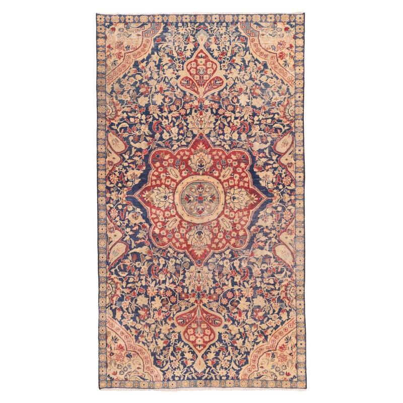 ECARPETGALLERY Hand-knotted Antalya Vintage Navy Wool Rug - 4'8 x 8'8