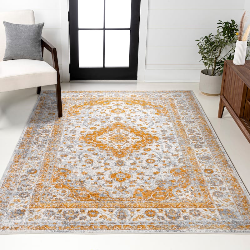 JONATHAN Y Zelda Ornate Medallion Persian Area Rug - 2 X 8 - Orange/Cream