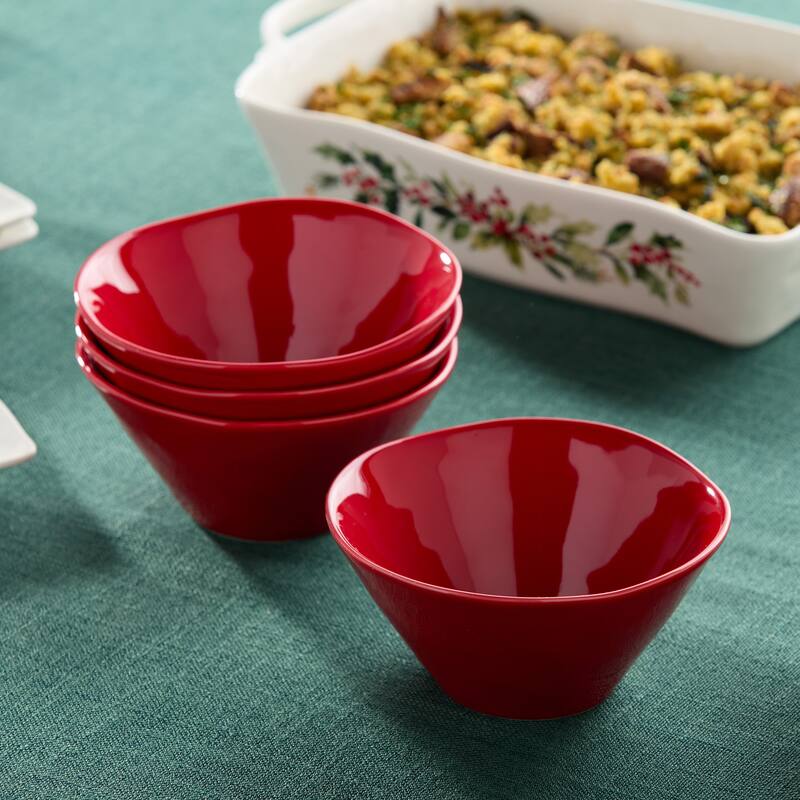 Certifed International Berry Red Christmas Set of 4 Ice Cream/Dessert Bowls 6.25" x 3" - 6.25 L x 6.25 W x 3 H