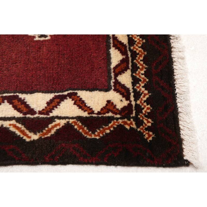 ECARPETGALLERY Hand-knotted Baluch Burgundy Wool Rug - 3'3 x 5'11