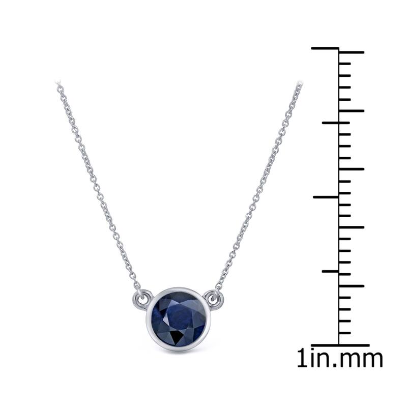 Auriya 14k Gold 1/3ctw Round Bezel Sapphire Solitaire Necklace