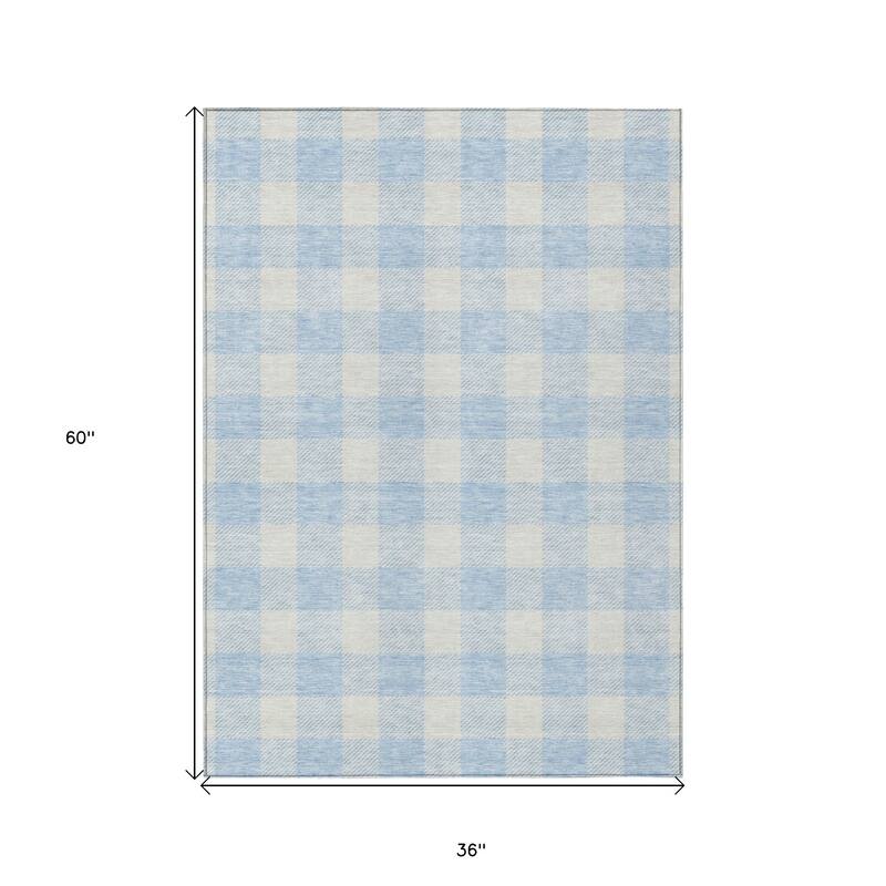 HomeRoots Plaid Transitional Rectangle Outdoor Rug