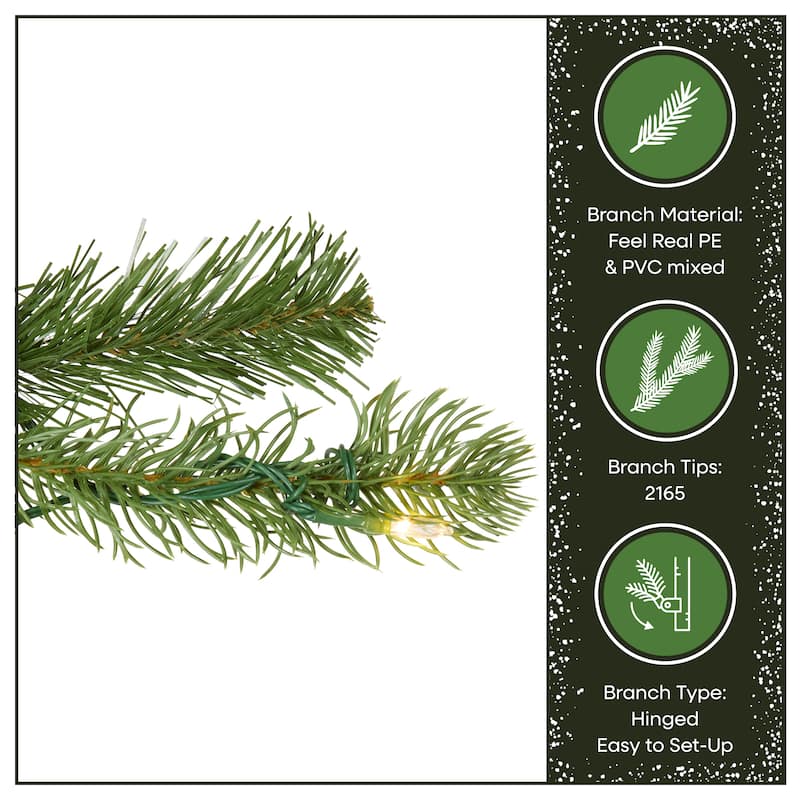 National Tree Company 12 ft Pre-Lit Downswept Douglas Fir Slim Artificial Christmas Tree, 850 LED Lights, Includes Stand, Green