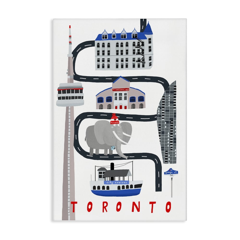 Stupell Toronto Whimsical Travel City Canvas Wall Art Design By Carla Daly