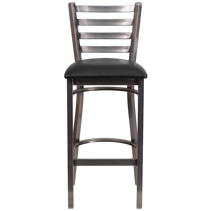 Clear Coated Ladder Back Metal Restaurant Barstool - 17"W x 18"D x 42.25"H