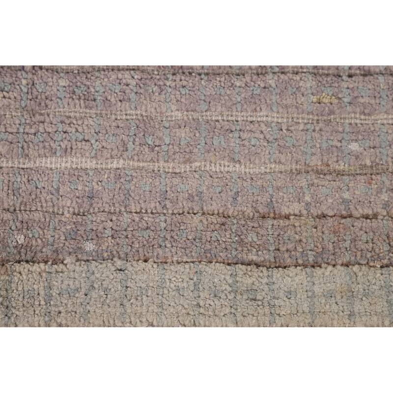 Striped Moroccan Style Area Rug Hand-Knotted Wool Carpet - 8'0" x 10'3"