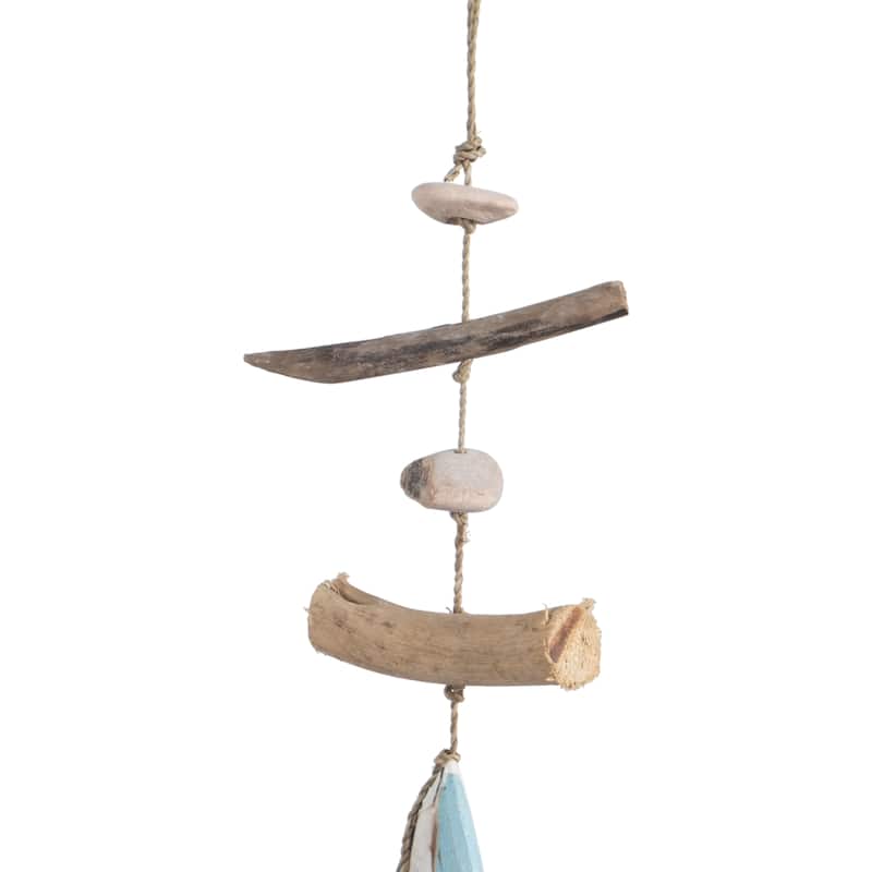 Decorative Wooden Boat Hanging Beaded Garland - 39", Blue & White