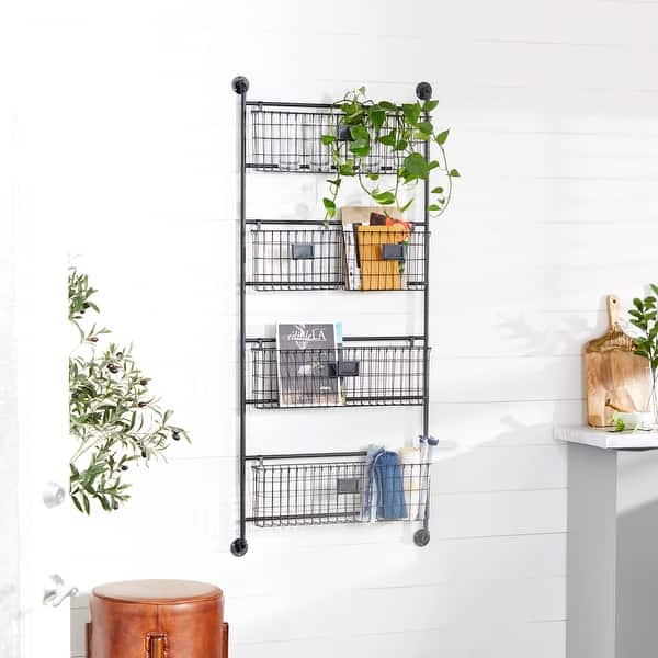 Shop Industrial 61 X 24 Inch Black Iron Wall Basket By Studio 350