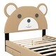 preview thumbnail 11 of 9, Full Size Upholstery Platform Bed with Cute Bear Shaped Headboard and 2 Storage Drawers, Brown