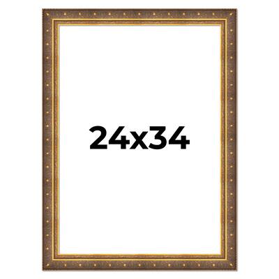 24x34 Frame Vintage Gold Solid Wood Picture Frame | 2.5 Inch Moulding