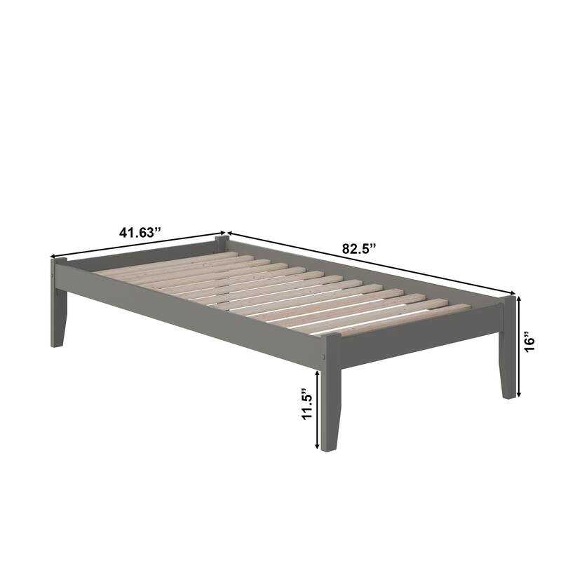 Concord Twin XL Platform Bed with Footboard in Grey