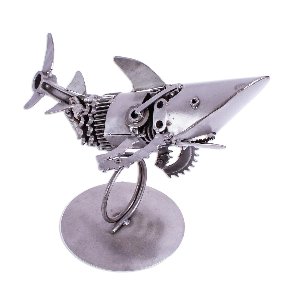 Novica Handmade Mighty Shark Recycled Metal Sculpture