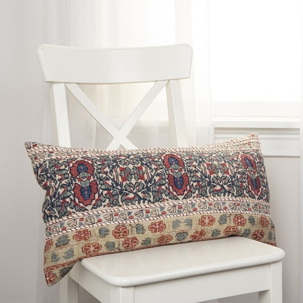 Red Beige Patterned Panel Lumbar Pillow Bed Bath Beyond 36542724