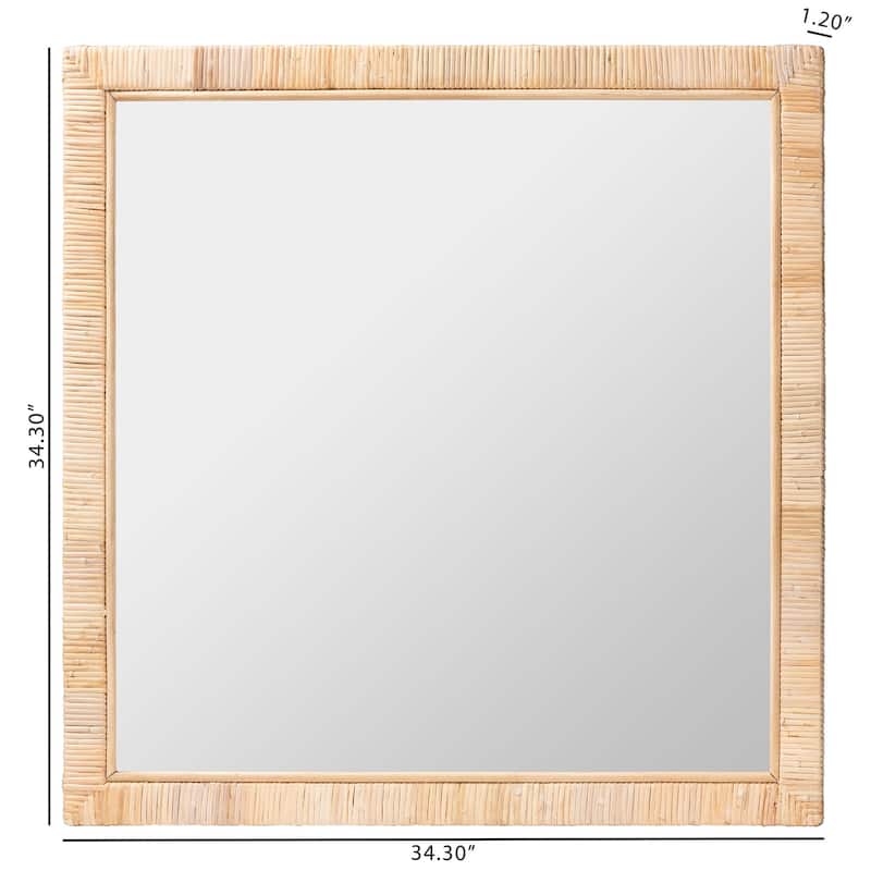 Lankston Bohemian Natural Rattan Accent Wall Mirror