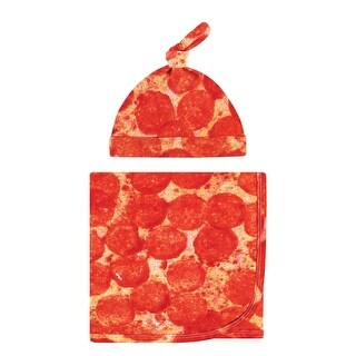 Touched by Nature Unisex Baby Organic Cotton Swaddle Blanket and Headband or Cap, Pizza, One Size - Pizza - One Size