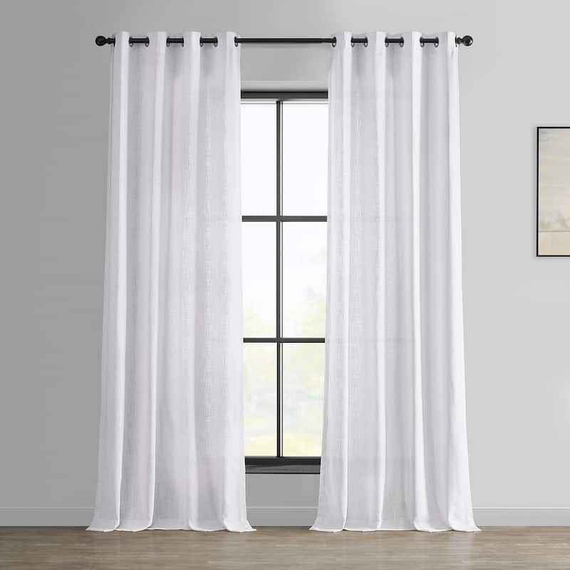 Exclusive Fabrics Heavy Faux Linen Grommet Curtain (1 Panel) - 50 X 96 - Rice White