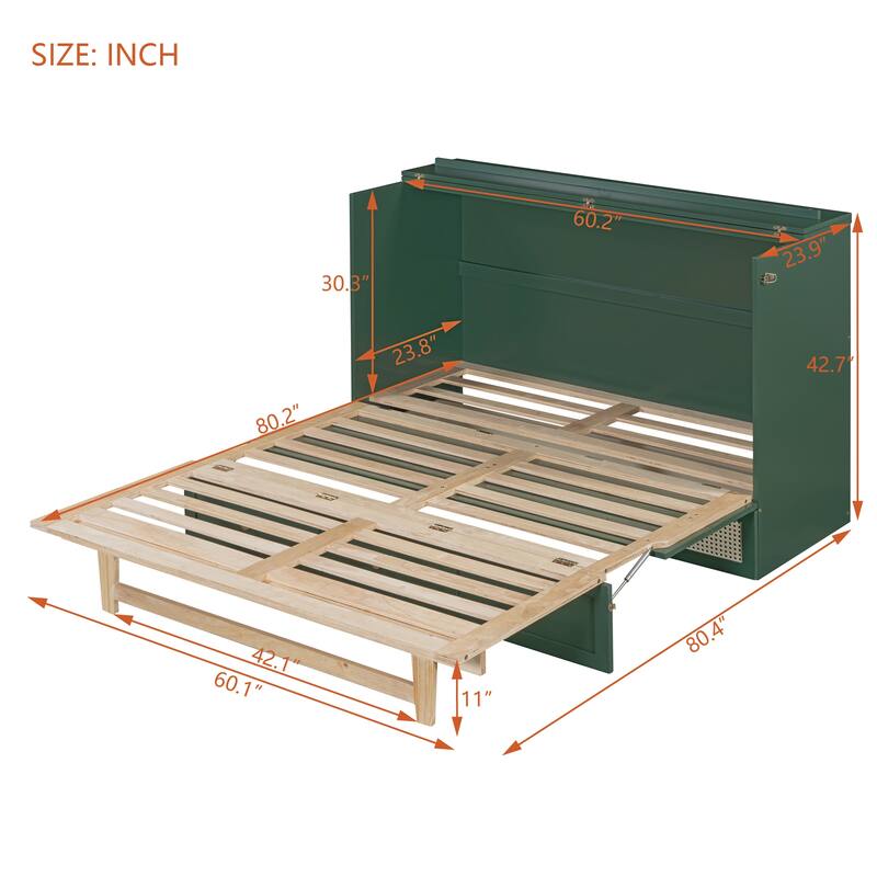 Queen Size Murphy Bed with Versatile Storage & Large Drawers