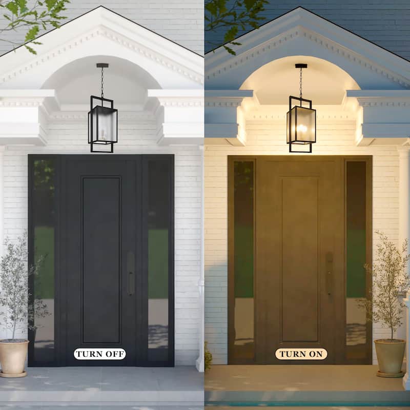 LamQee Outdoor Pendant Lights, 3-Lights Exterior Ceiling Hanging Lantern