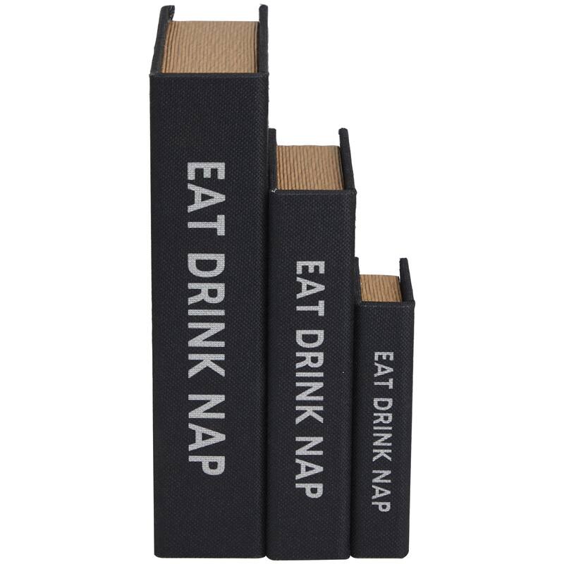 Faux Leather or Linen Fabric Book Storage Box - Set of 3 White, Beige, Black, Red or Light Gray - Roche River Decor