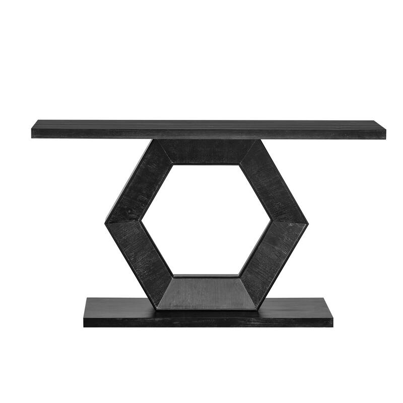Modern Entryway Table W/Innovative Hollow Hexagon Leg Structure and Premium Fir Veneer Finish for Hallway, Entryway