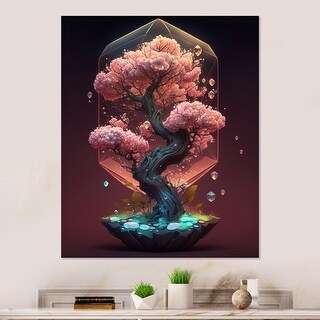 Designart 'Hexagon Bonsai Tree II' Tree Canvas Wall Art