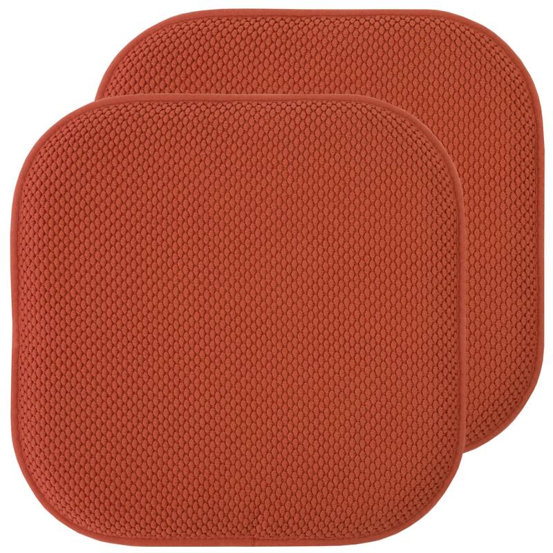 16-in. Square Non-slip Memory Foam Seat Cushions (2 OR 4) - 16 X 16 - Set of 2 - Rust