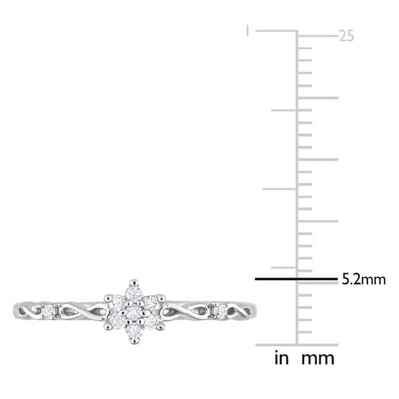 Miadora 1/10ct TDW Diamond Floral Promise Ring in Sterling Silver