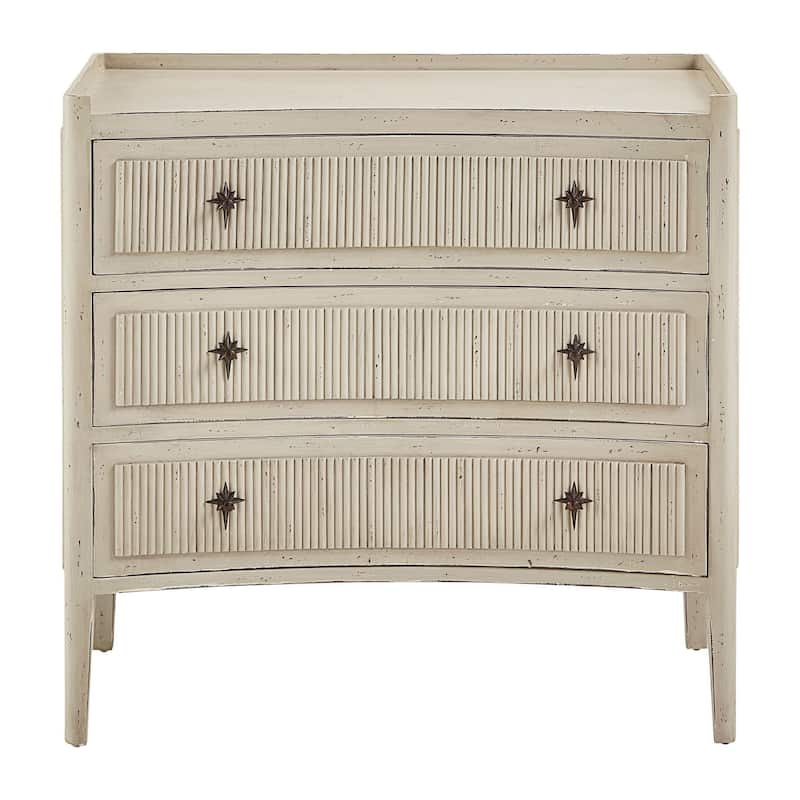 Reeded 36" 3-Drawer Chest, Light Brown