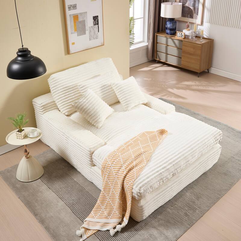 Modern Upholstered Chaise Lounge Sofa for Living Room Office, 75" Oversized Leisure Sofa 2 Seat Sleeper Couch with Pillows