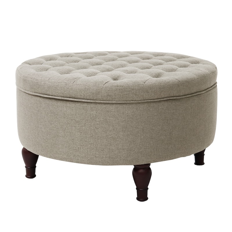 Maypex 32" Tufted Round Storage Cocktail Ottoman