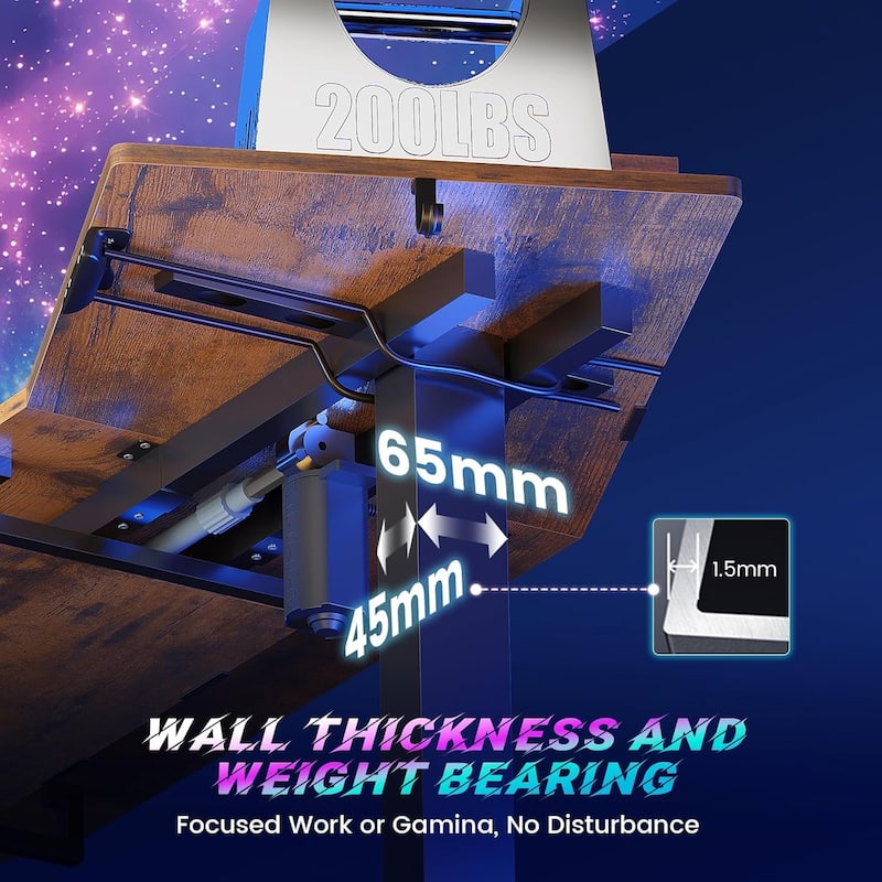 79'' Electric Standing Gaming Desk Drawers Computer Desk Power Outlet Keyboard Tray