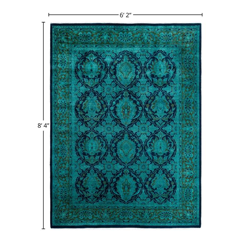 Overdyed, One-of-a-Kind Hand-Knotted Area Rug - Blue - 6' 2" x 8' 4"