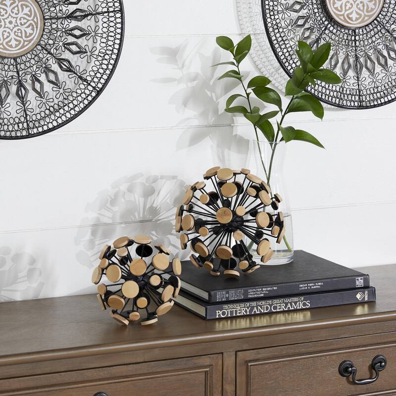 Metal Geometric Sculpture - Set of 2 Brown - Roche River Decor