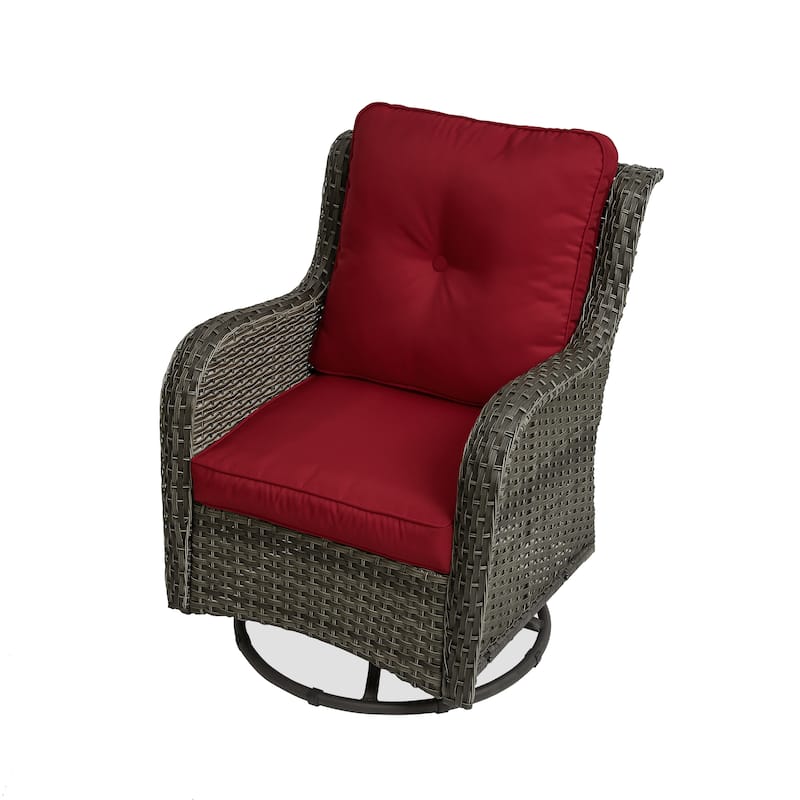 Outdoor Patio Woven Rattan Swivel Rocking Chair with Cushions