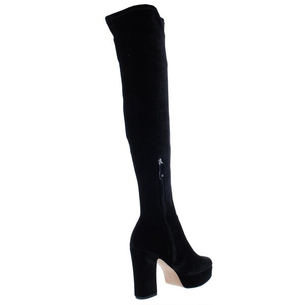 over the knee black velvet boots