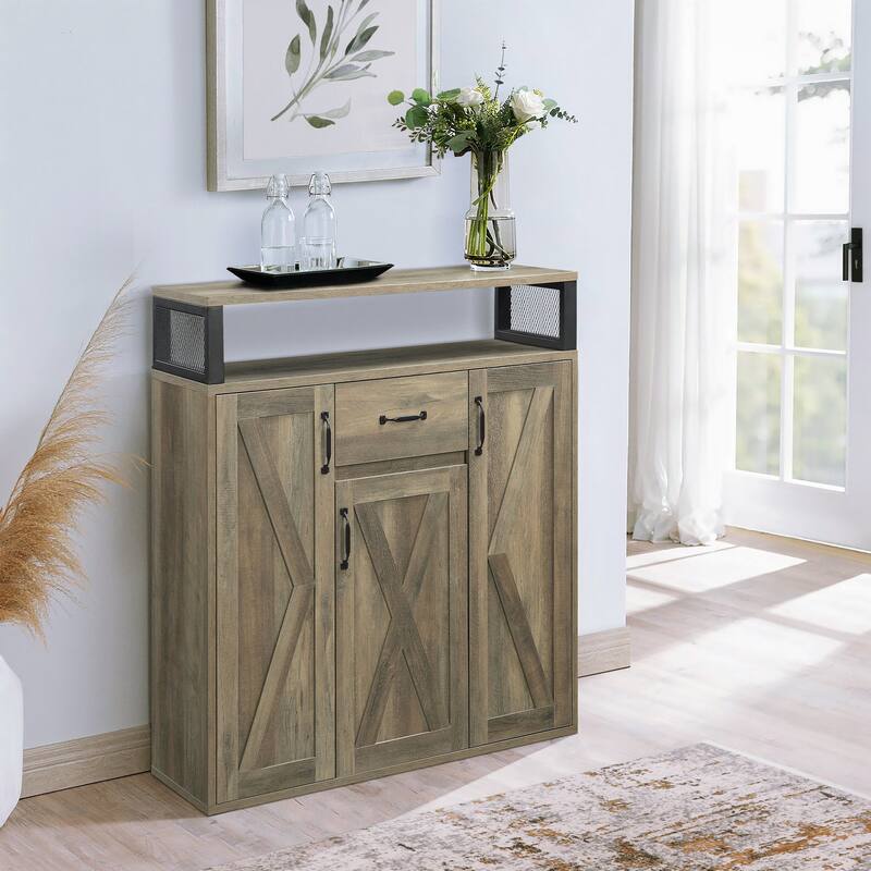 Rustic Oak Server with 3 Doors