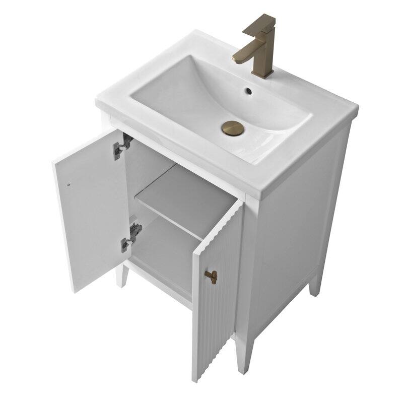Vanity Art 24" Single Sink Bathroom Vanity Cabinet with Ceramic Top