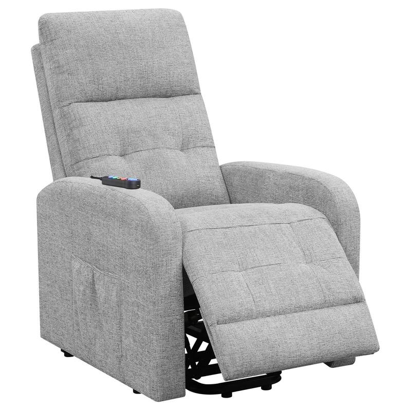 Chenille Heated Massage Power Lift Recliner with Cool Gel Memory Foam Cushion, USB Ports, Storage Pockets