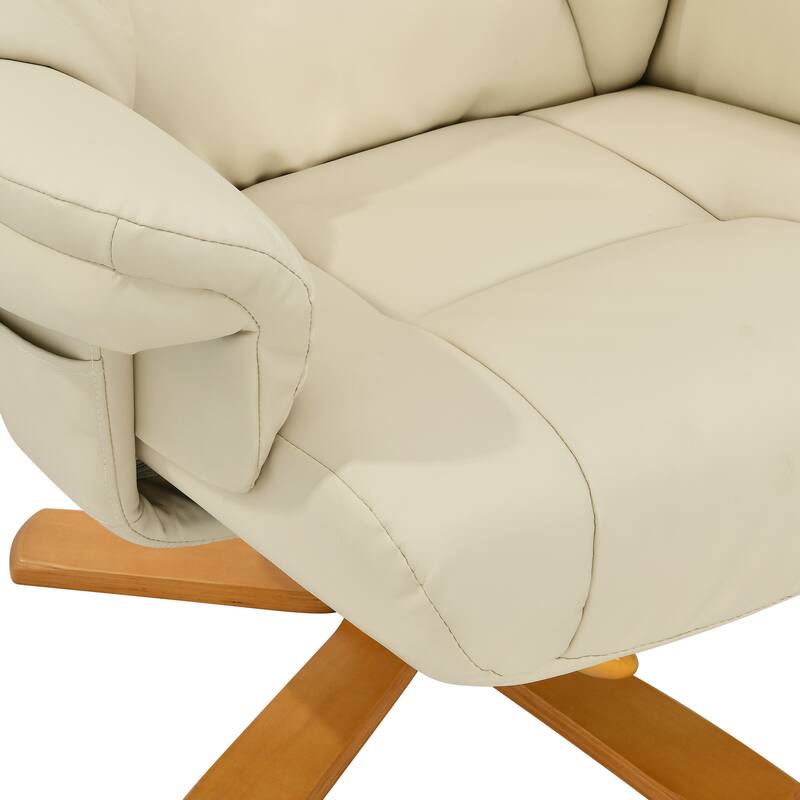 MultiPosition Curved Recliner Chair with Swivel Base and Ottoman On