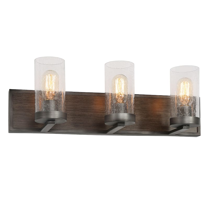 Fora 3-Light Modern Farmhouse Dark Wood Bathroom Vanity Light Wall Sconce - L22"x H 6.5" x E7"